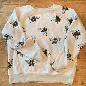 🐝 Honey Bee Print Crew Sweatshirt oatmeal heather and black